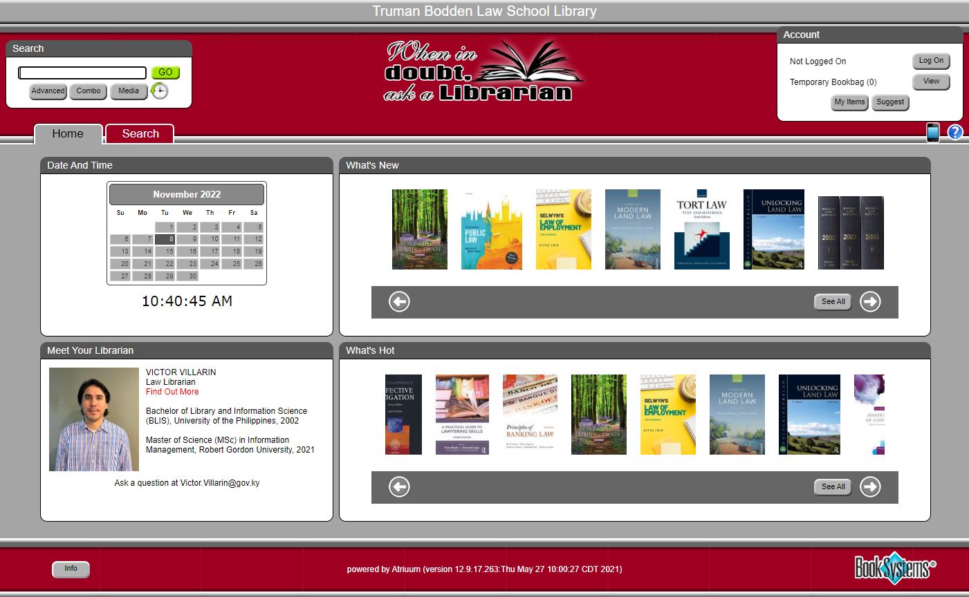 Online Catalogue - Library - Truman Bodden Law School